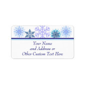 Blue Winter Snowflakes Custom Holiday Address Adressaufkleber (Vorne)