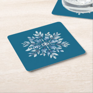 Blue Winter Snowflakes Rechteckiger Pappuntersetzer
