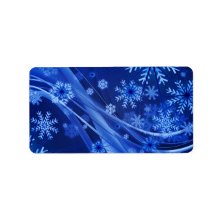 Blue Winter Snowflakes Weihnachten Adressaufkleber