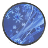 Blue Winter Snowflakes Weihnachten Eishockey Puck (Vorderseite)