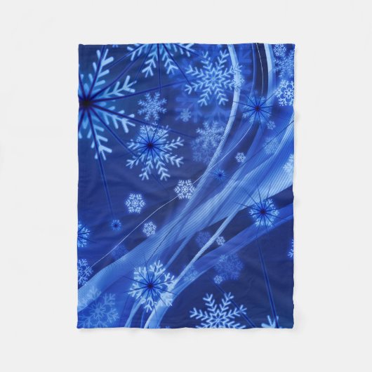 Blue Winter Snowflakes Weihnachten Fleecedecke (Vorderseite)