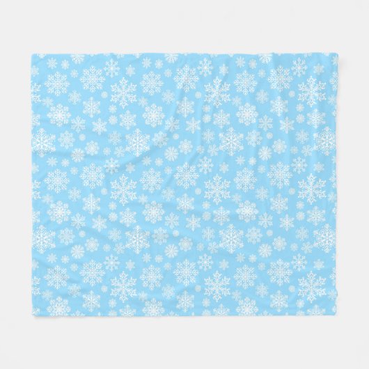 Blue Winter Snowflakes Weihnachten Fleecedecke (Vorderseite (Horizontal))