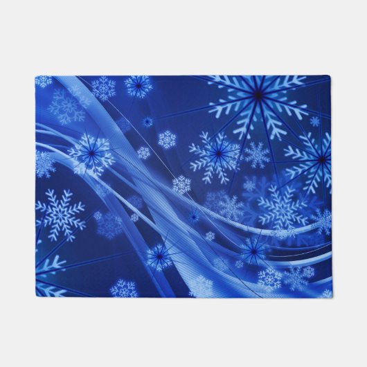 Blue Winter Snowflakes Weihnachten Fußmatte (Vorderseite)