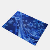Blue Winter Snowflakes Weihnachten Fußmatte (Schrägansicht)