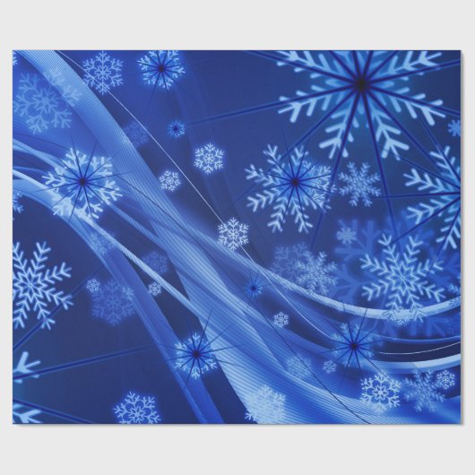 Blue Winter Snowflakes Weihnachten Geschenkpapier (Flach)