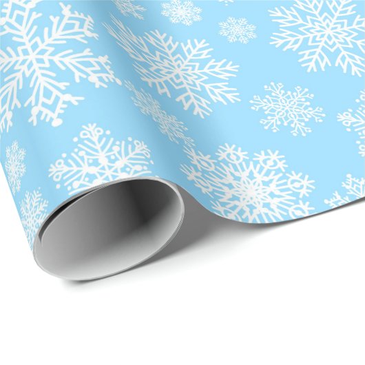 Blue Winter Snowflakes Weihnachten Geschenkpapier (Rolleneckpunkt)