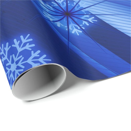Blue Winter Snowflakes Weihnachten Geschenkpapier (Rolleneckpunkt)