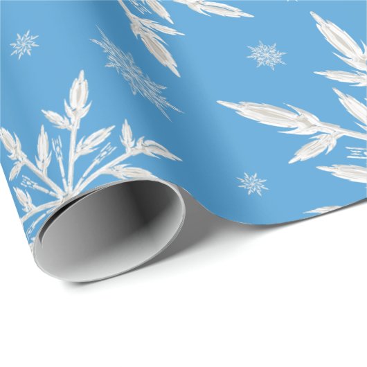Blue Winter Snowflakes Weihnachten Geschenkpapier (Rolleneckpunkt)