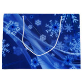 Blue Winter Snowflakes Weihnachten Große Geschenktüte (Vorderseite)
