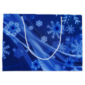 Blue Winter Snowflakes Weihnachten Große Geschenktüte (Rückseite)