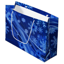 Blue Winter Snowflakes Weihnachten Große Geschenktüte