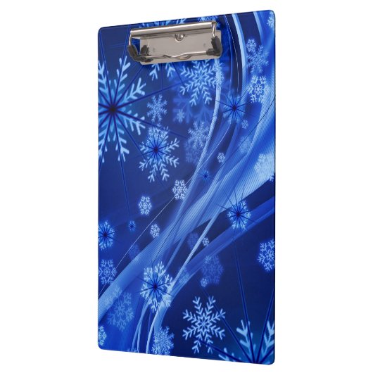 Blue Winter Snowflakes Weihnachten Klemmbrett (Links)