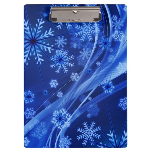 Blue Winter Snowflakes Weihnachten Klemmbrett (Vorderseite)