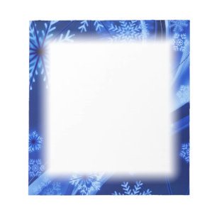 Blue Winter Snowflakes Weihnachten Notizblock