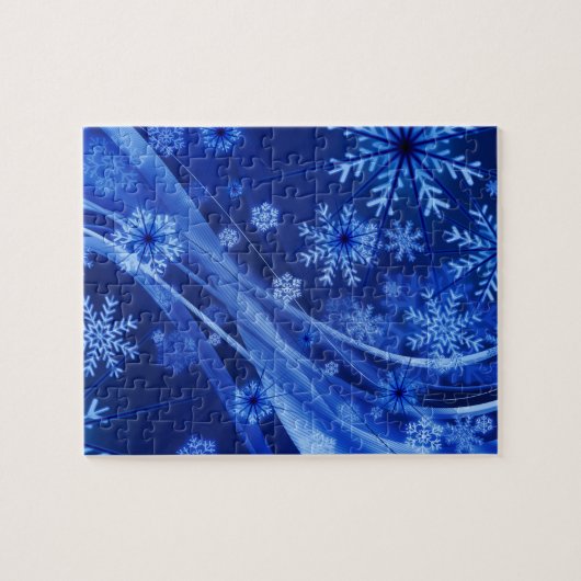 Blue Winter Snowflakes Weihnachten Puzzle (Horizontal)
