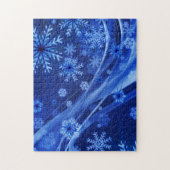 Blue Winter Snowflakes Weihnachten Puzzle (Vertikal)