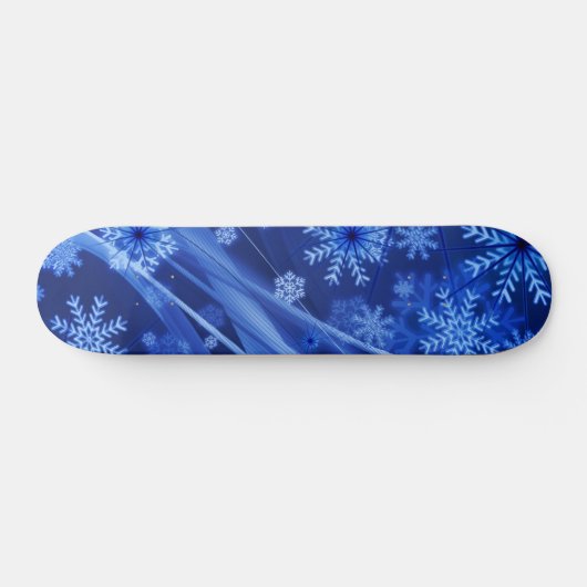 Blue Winter Snowflakes Weihnachten Skateboard (Horizontal)