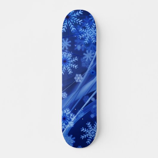 Blue Winter Snowflakes Weihnachten Skateboard (Vorne)