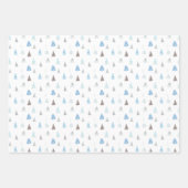 Blue Winter Snowflakes Weihnachtsbäume Geschenkpapier Set (Vorderseite 2)
