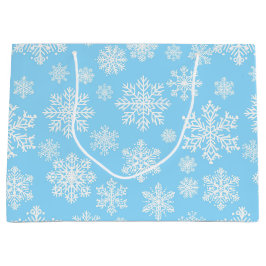 Blue Winter Snowflakes Weihnachtsmuster Große Geschenktüte