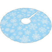 Blue Winter Snowflakes Weihnachtsmuster Polyester Weihnachtsbaumdecke (Schrägansicht)