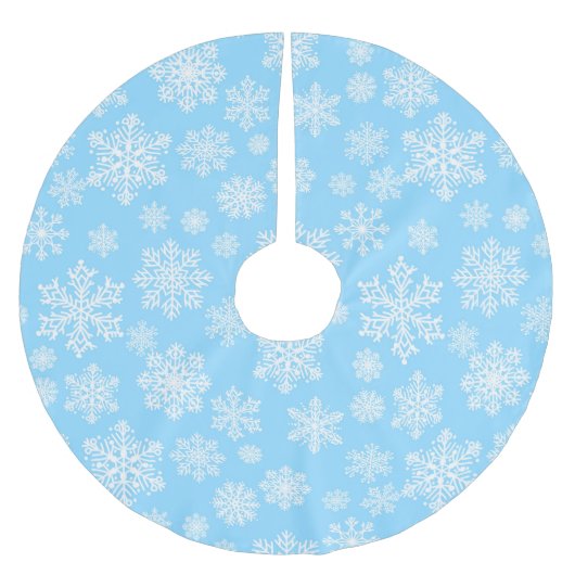 Blue Winter Snowflakes Weihnachtsmuster Polyester Weihnachtsbaumdecke (Vorderseite)
