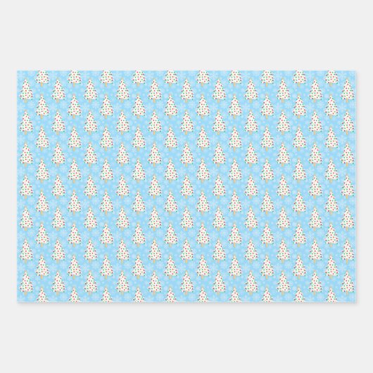 Blue Winter Snowman und Weihnachtsbaum Geschenkpapier Set (Vorderseite 3)