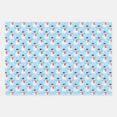 Blue Winter Snowman und Weihnachtsbaum Geschenkpapier Set (Vorderseite)