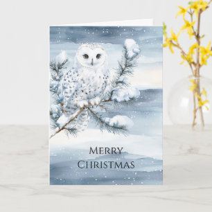 Blue Winter Snowy Owl Weihnachten Karte