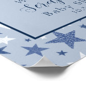 Blue Winter Star Pinguin Baby Dusche Willkommen Poster (Ecke)