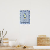 Blue Winter Star Pinguin Baby Dusche Willkommen Poster (Küche)