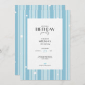 Blue Winter Stripes Pattern - 30th Birthday Einladung (Vorne/Hinten)