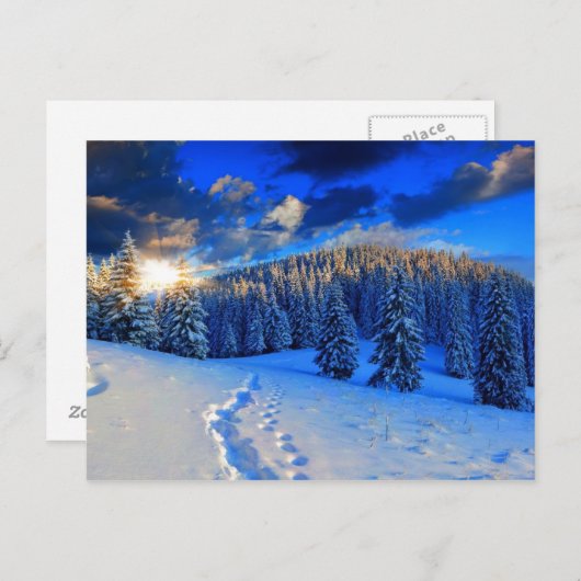 Blue Winter Sunrise Postkarte (Vorne/Hinten)