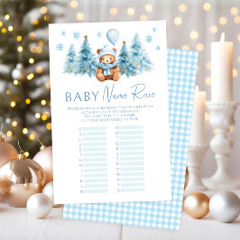 Blue Winter Teddy Bear Baby Name Race Game