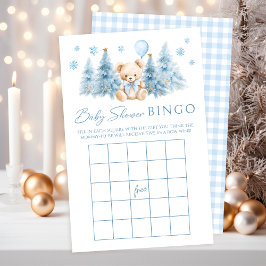 Blue Winter Teddy Bear Bow Baby Showspiel Bingo
