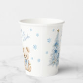 Blue Winter Teddy Bear Pine Tree Baby Girl Shower Pappbecher (Rechts)
