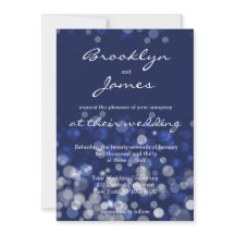 Blue Winter Themed Wedding Einladungen Bokeh