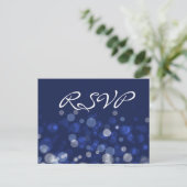Blue Winter Themed Wedding RSVP Postkarten (Stehend Vorderseite)