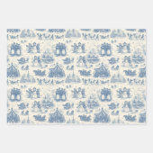 Blue Winter Toile Chinoiserie Geschenkpapier Set (Vorderseite 3)