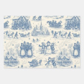 Blue Winter Toile Chinoiserie Geschenkpapier Set (Vorderseite)