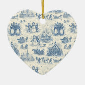 Blue Winter Toile Chinoiserie Keramik Ornament (Vorne)