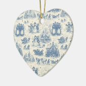 Blue Winter Toile Chinoiserie Keramik Ornament (Links)