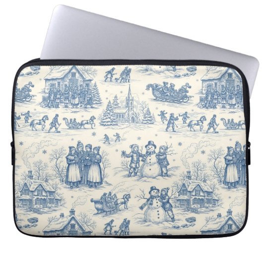 Blue Winter Toile Chinoiserie Laptopschutzhülle (Vorderseite)