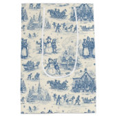 Blue Winter Toile Chinoiserie Mittlere Geschenktüte (Rückseite)
