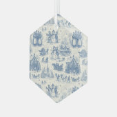 Blue Winter Toile Chinoiserie Ornament Aus Glas (Vorderseite Links)