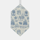 Blue Winter Toile Chinoiserie Ornament Aus Glas (Vorderseite Rechts)