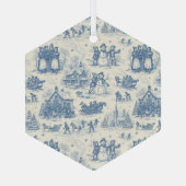 Blue Winter Toile Chinoiserie Ornament Aus Glas (Rückseite)