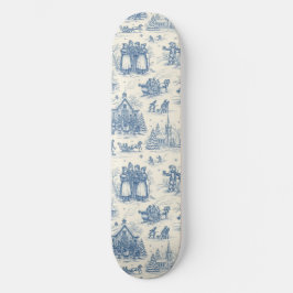 Blue Winter Toile Chinoiserie Skateboard