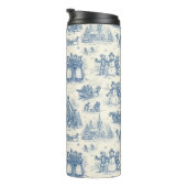 Blue Winter Toile Chinoiserie Thermosbecher (Nach rechts gedreht)