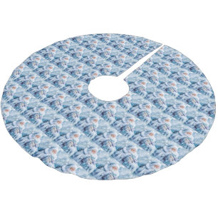 Blue Winter Tree Skirt Polyester Weihnachtsbaumdecke